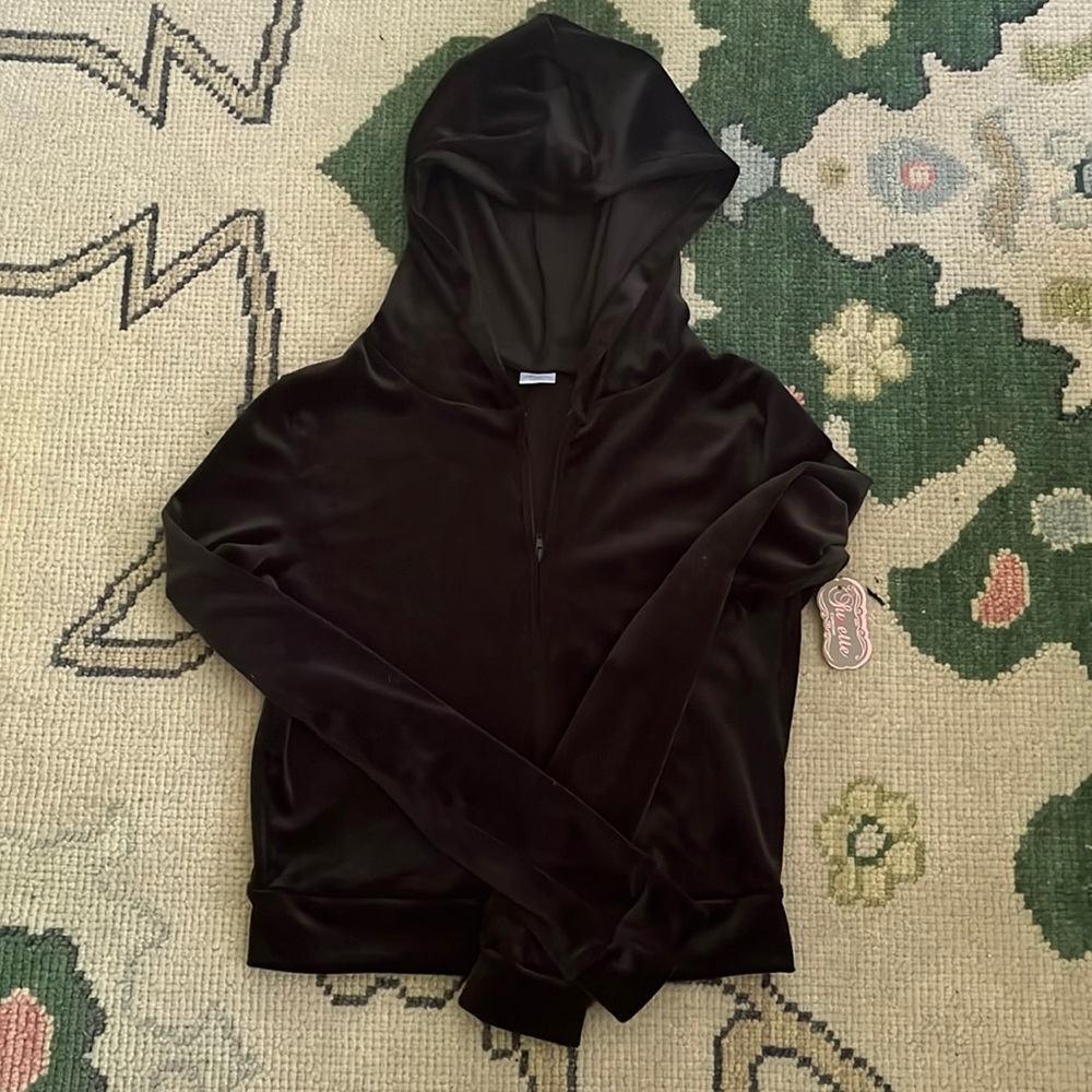 Suzette Super Soft Velour zip front hoodie NWT Size XS/S
